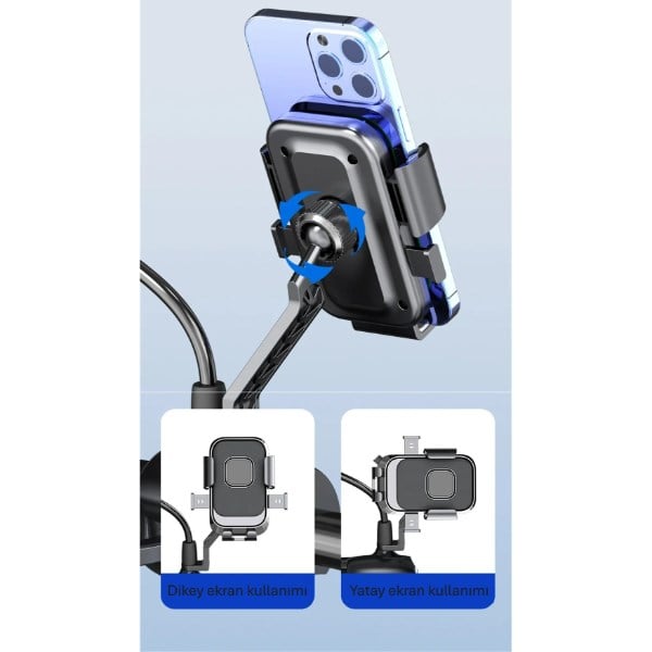 360° Dikiz Aynası Bisiklet Motosiklet Telefon Tutucu