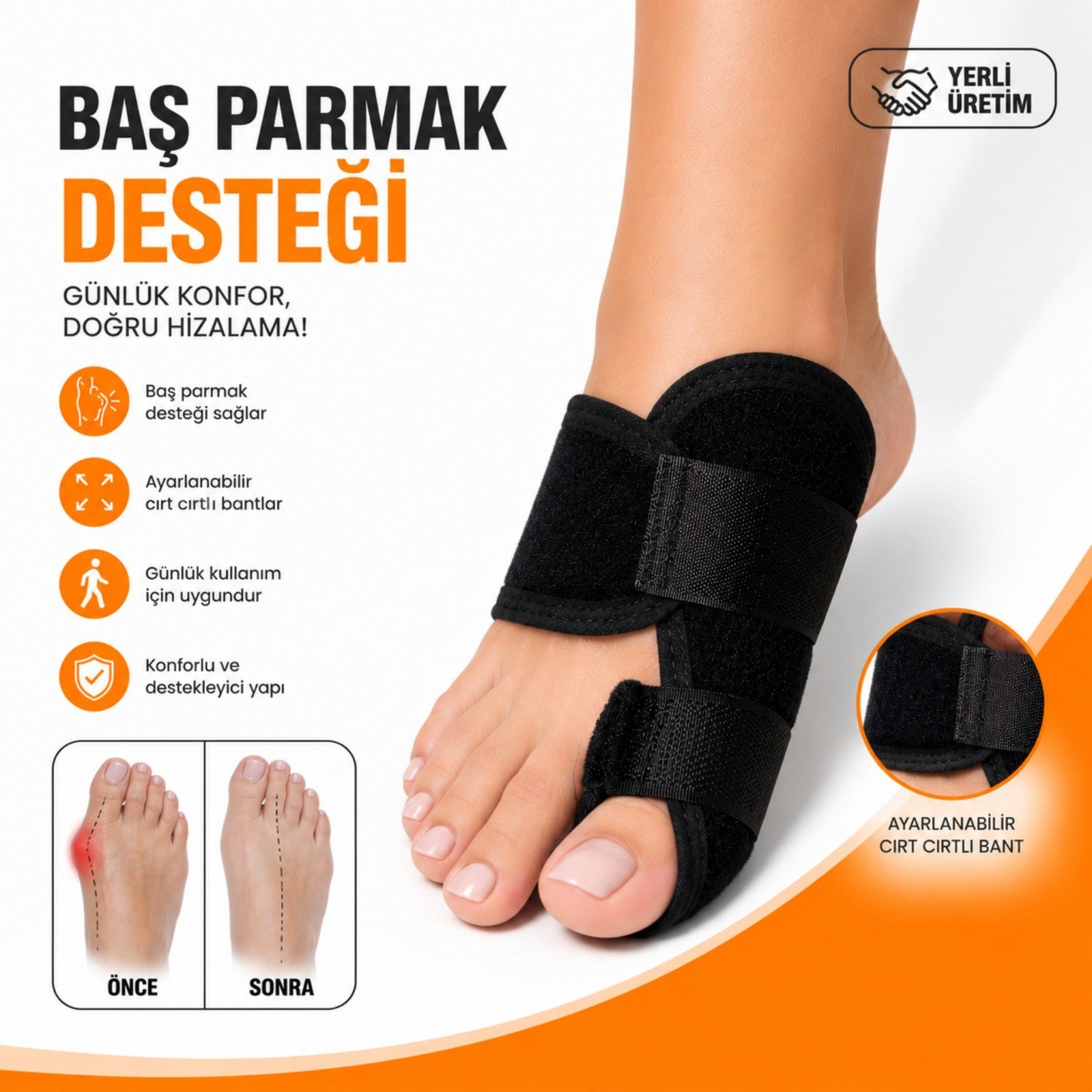 Halluks Valgus Gece Ateli Ayak Baş Parmak Bunyon Koruyucu Parmak Kemik Çıkıntısı İçin Aparat SAĞ/SOL