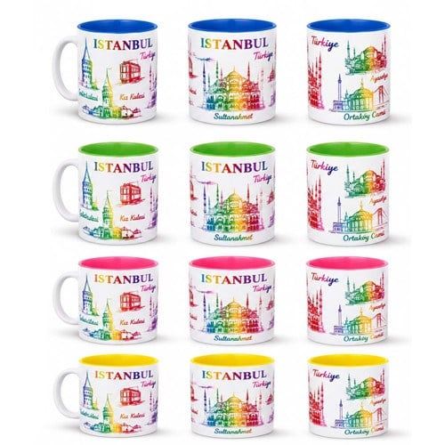 İstanbul Temalı Cam Kupa Bardak