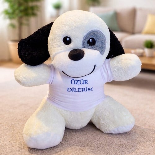 Özür Dilerim Tişörtlü Sevimli Peluş Köpek