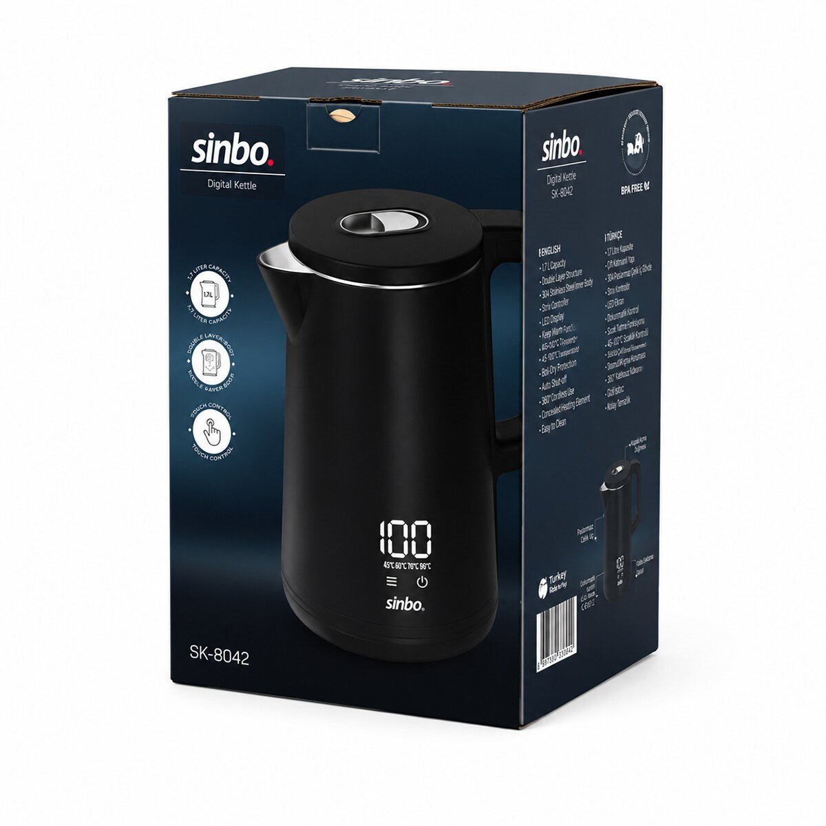 Sinbo 1.8 Litre Dijital Kettle - Dokunmatik Ekranlı - Akıllı Su Isıtıcısı