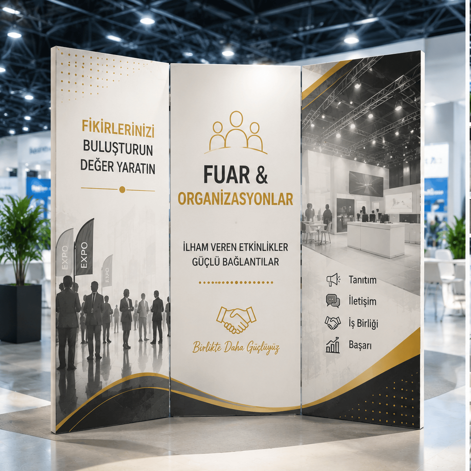 Fuar ve Organizasyon Temalı Dekoratif Paravan – Etkinlik ve Stand Alanı Oda Bölücü