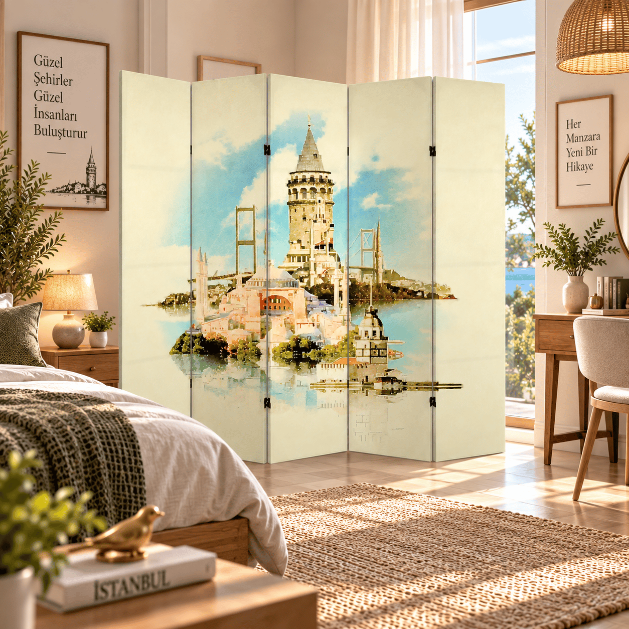 İstanbul Galata Kulesi Temalı Dekoratif Paravan