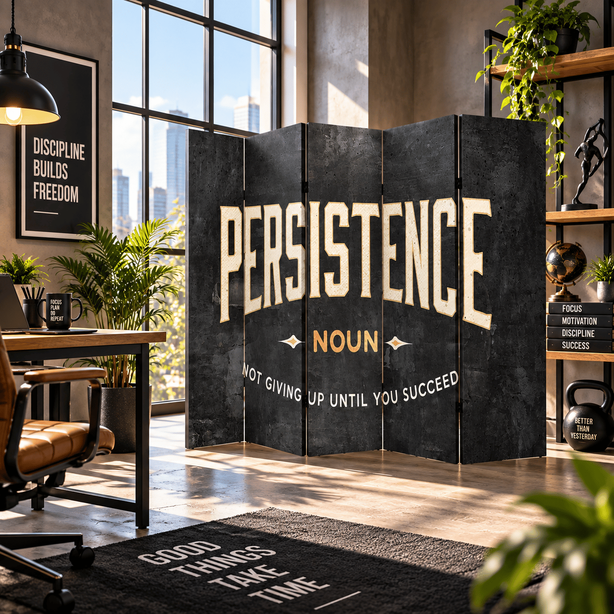 Persistence Motivasyon Temalı Dekoratif Paravan