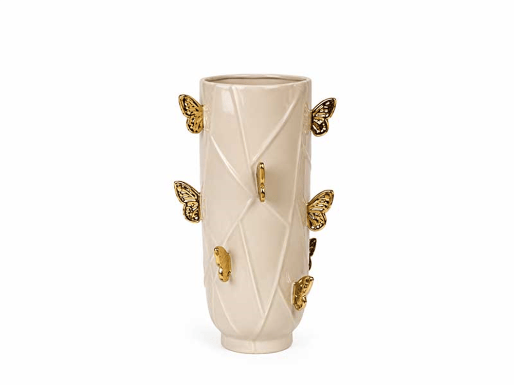 BUTTERFLY VAZO BEJ GOLD 25X25X40 CM