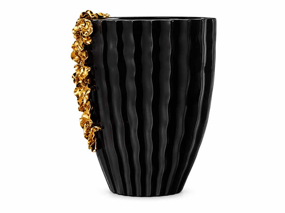 FLAWS VAZO BÜYÜK BOY SİYAH GOLD 31X13X34 CM