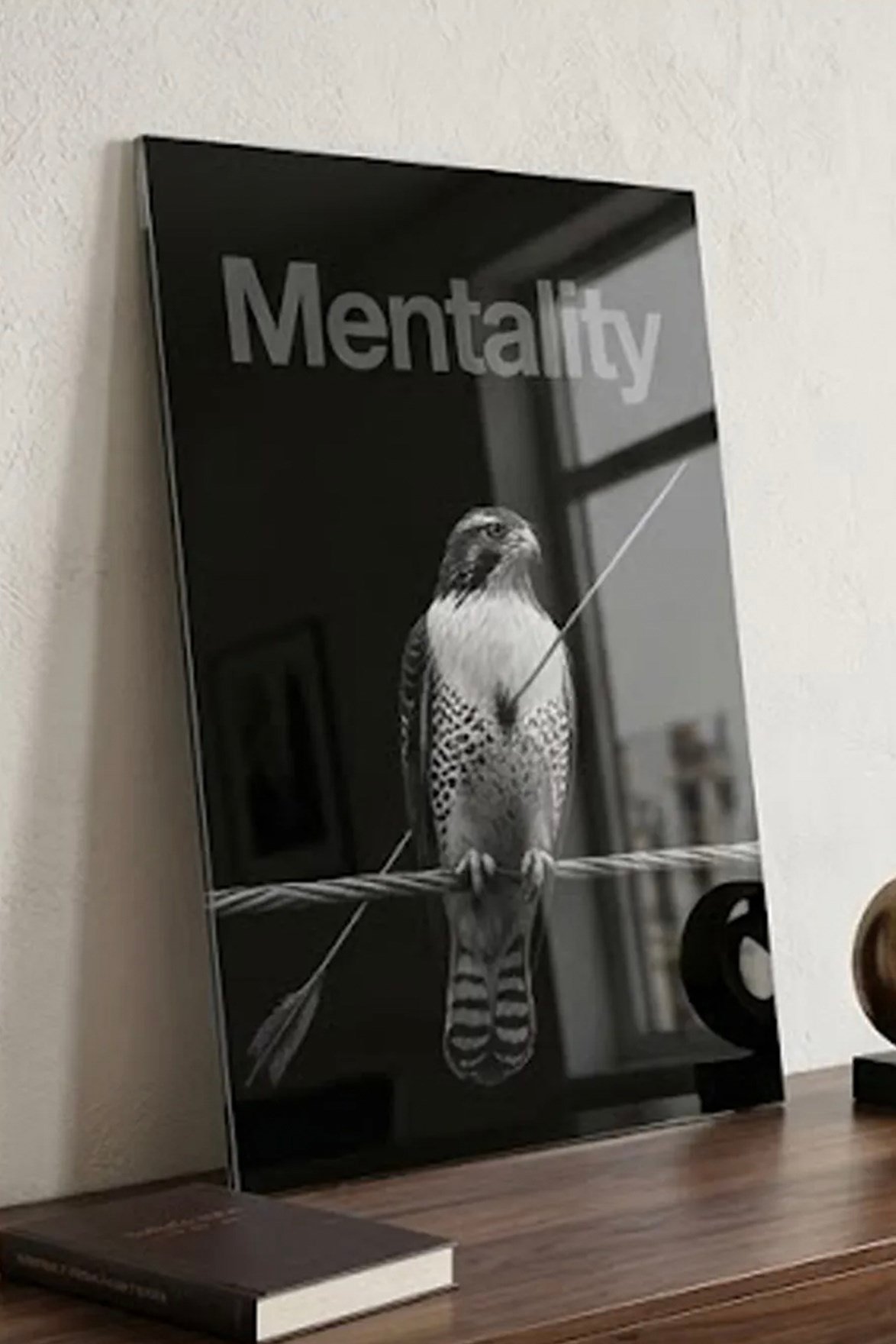 Motivasyon Tablosu - Mentality Hawk Premium Pleksi Tablo | Şahin Duvar Dekoru | Ofis & Çalışma Odası