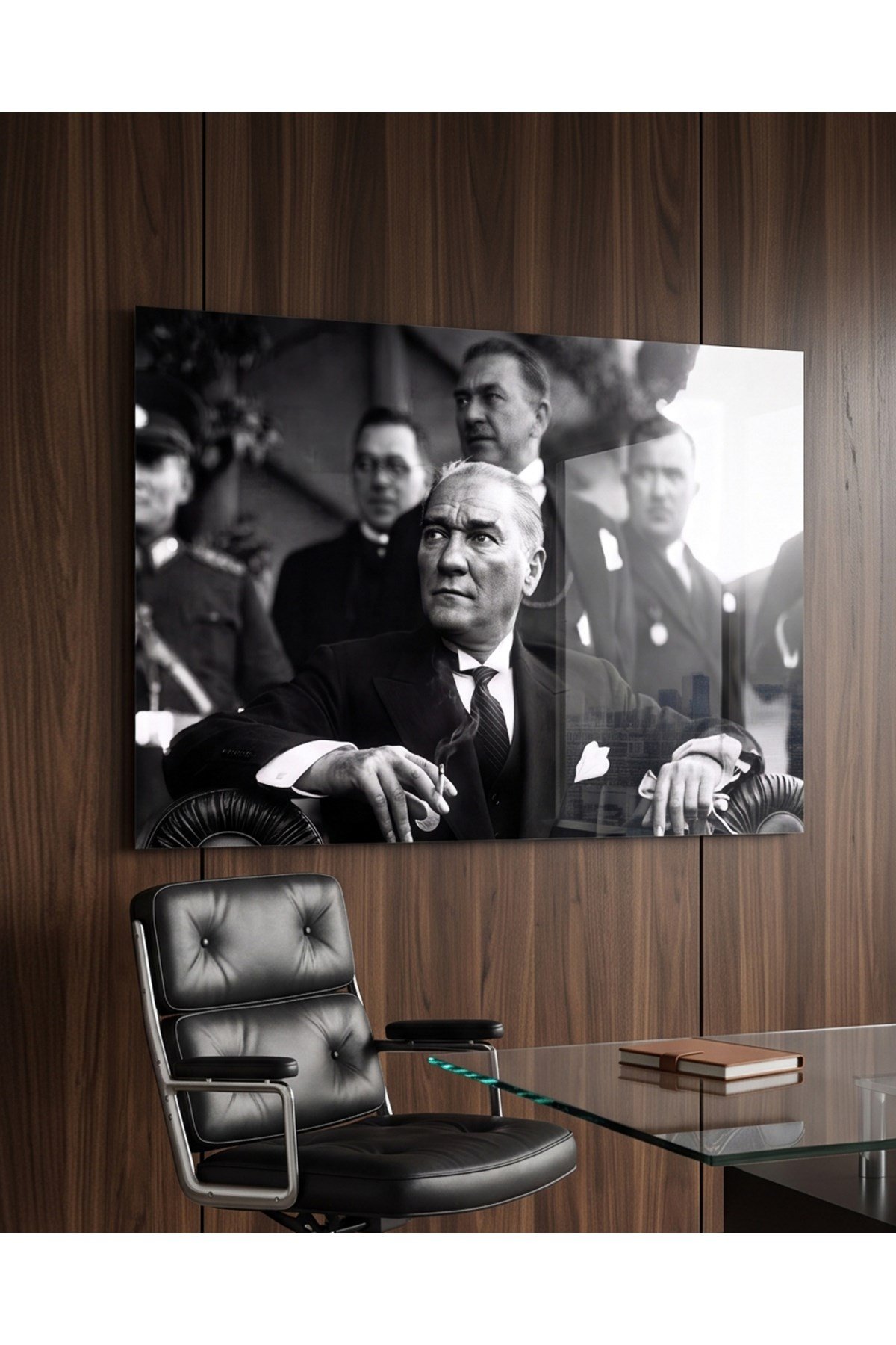 Mustafa Kemal Atatürk Pleksi Tablo | Siyah Beyaz Atatürk Portresi Ofis ve Salon Duvar Dekoru
