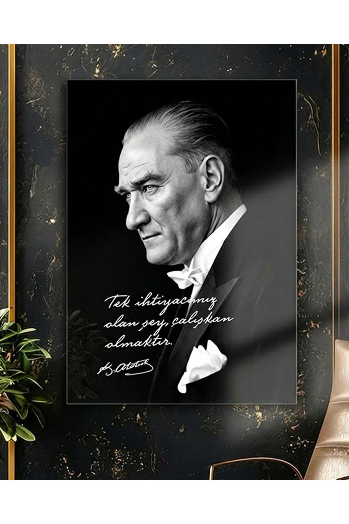 Mustafa Kemal Atatürk Portre Pleksi Tablo – Modern Ofis ve Yaşam Alanları için