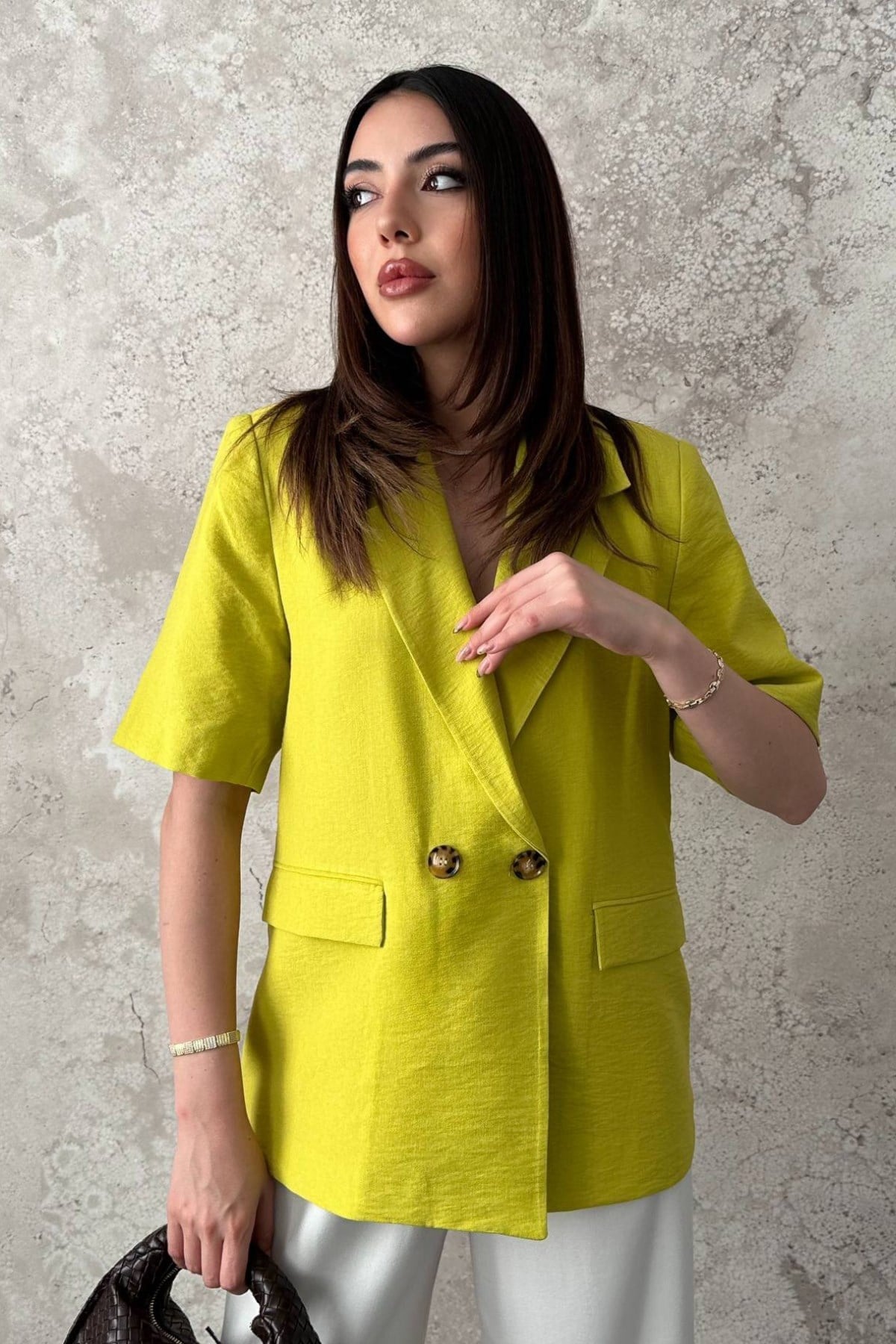 Olive 2 Düğmeli Kısakol Ceket