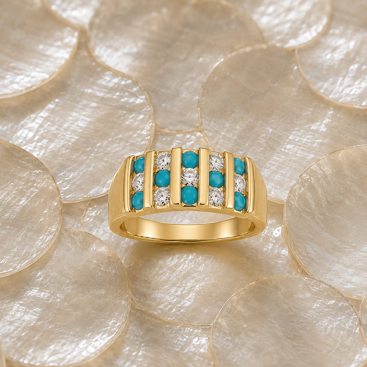 Aurelia Blue Yüzük (Ayarlanabilir)(14 K)
