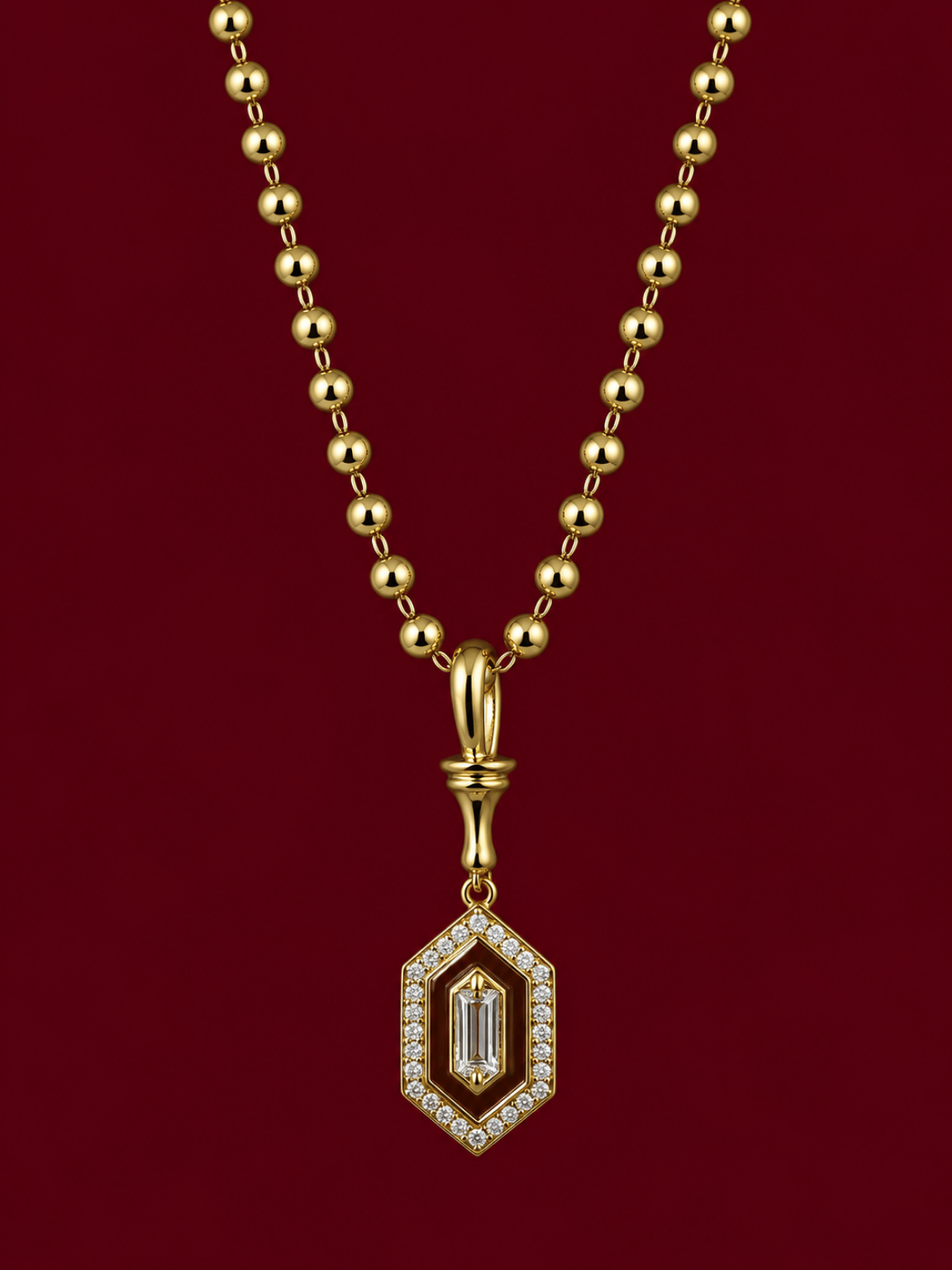 Diamante Kolye (50+5 cm) (14 K Gold Kaplama)