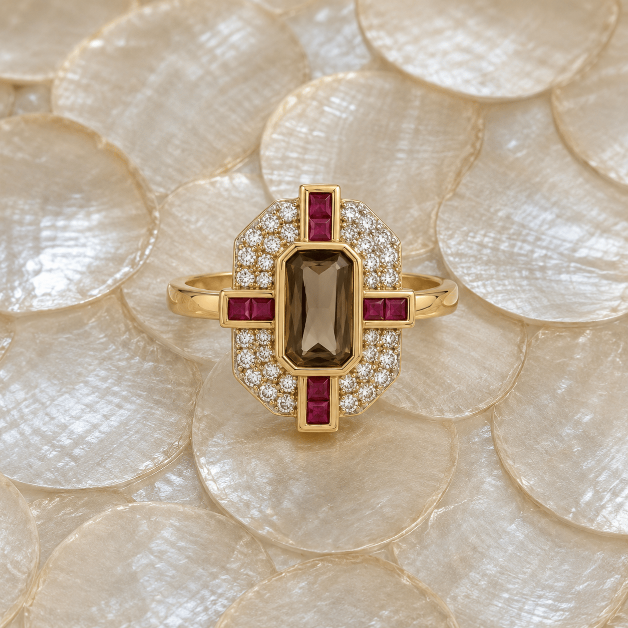 Noire Ruby Yüzük (Ayarlanabilir)(14 K)