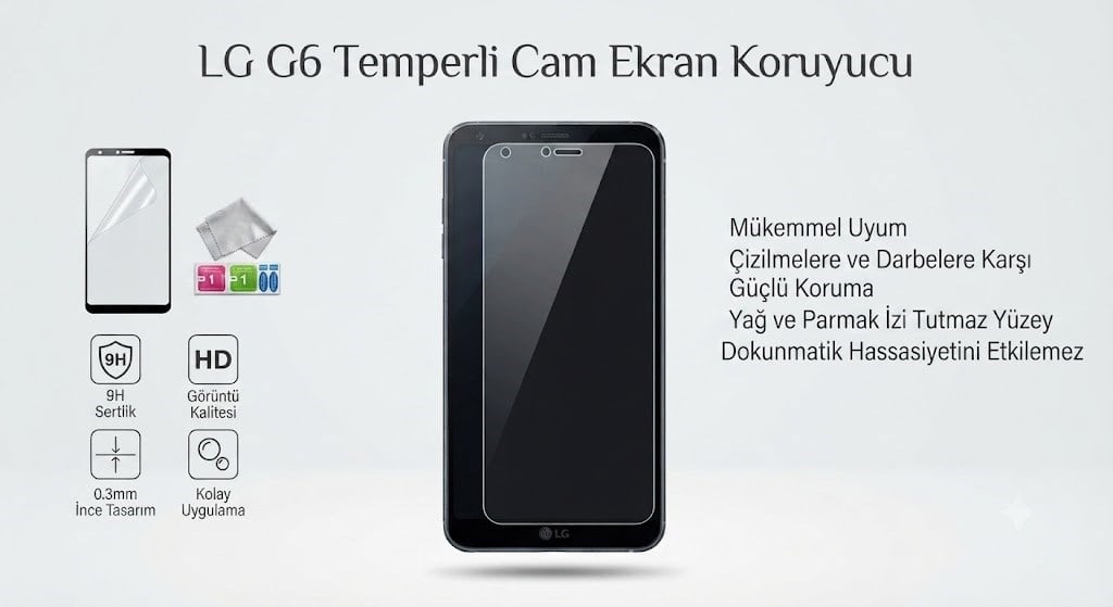 LG Q 6 TAMPERLİ EKRAN KORUYUCU