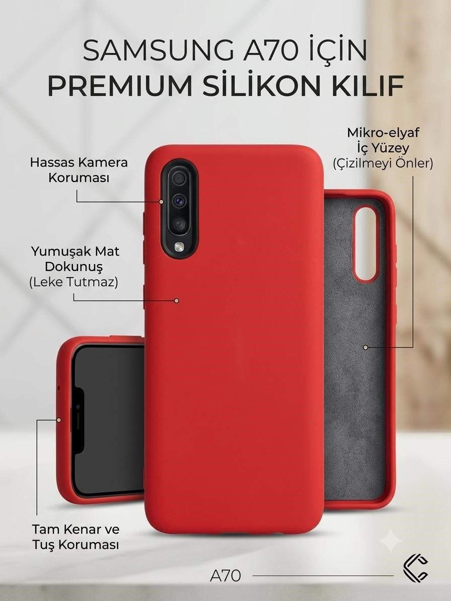 SAMSUNG A70 SİLİKON KILIF KIRMIZI
