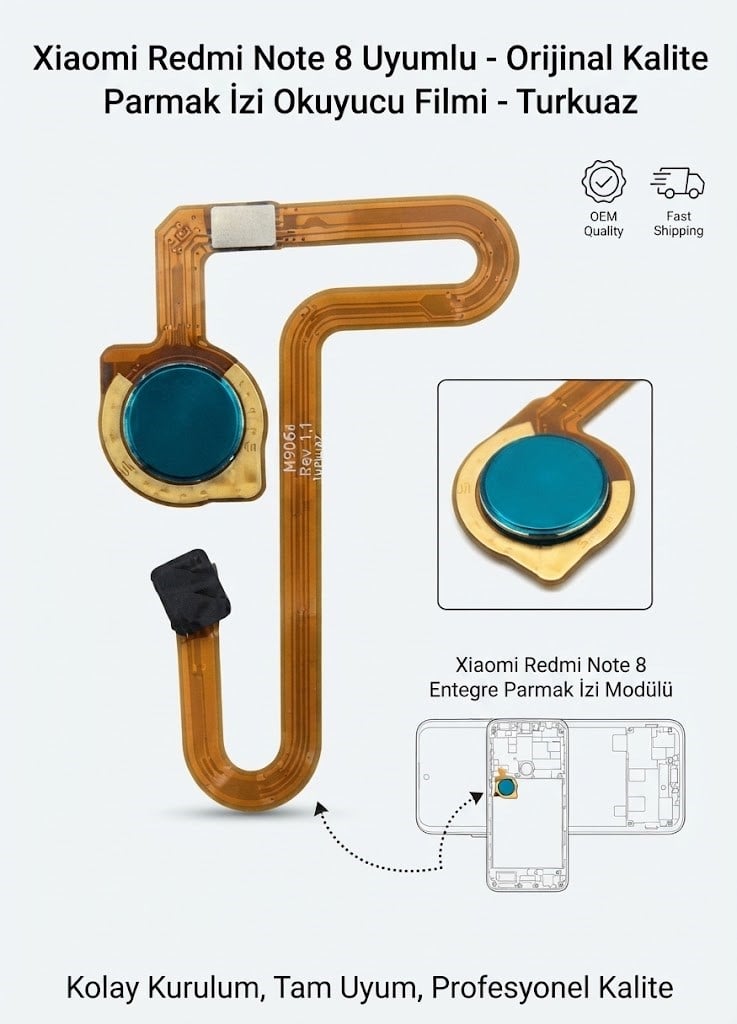 Xiaomi Redmi Note 8 Uyumlu Home Parmak izi Okuyucu Filmi