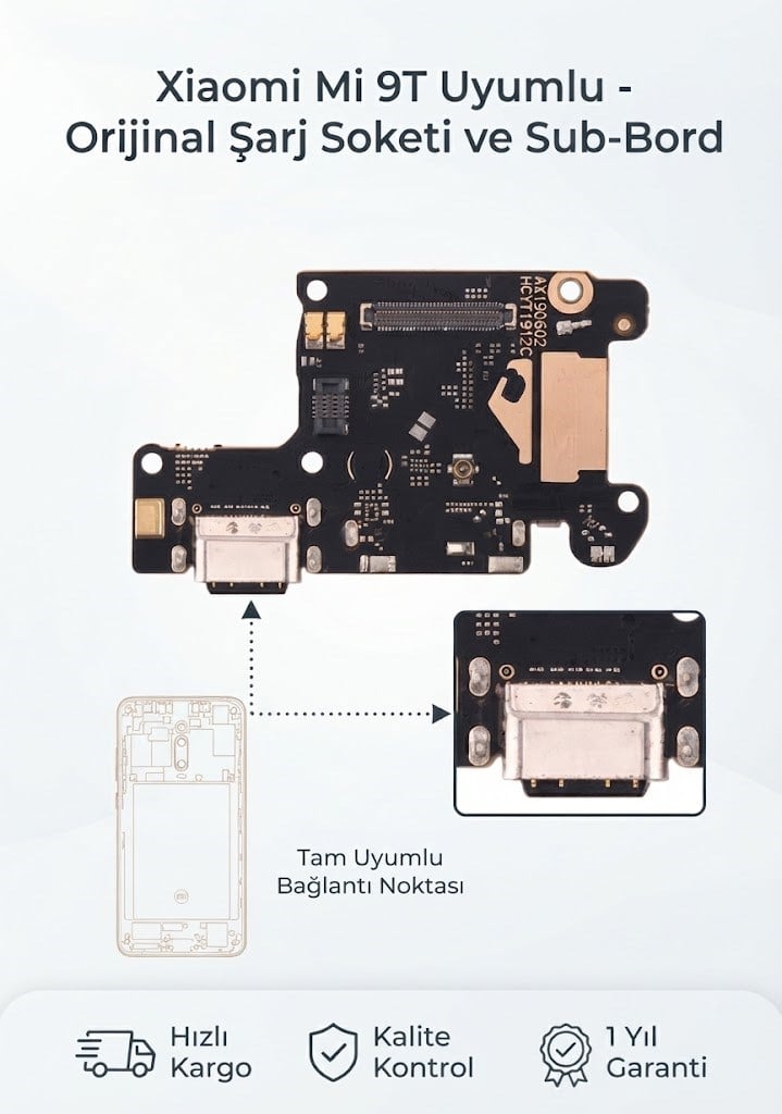 Xiaomi Uyumlu Mi 9T Şarj Soketi Bordu
