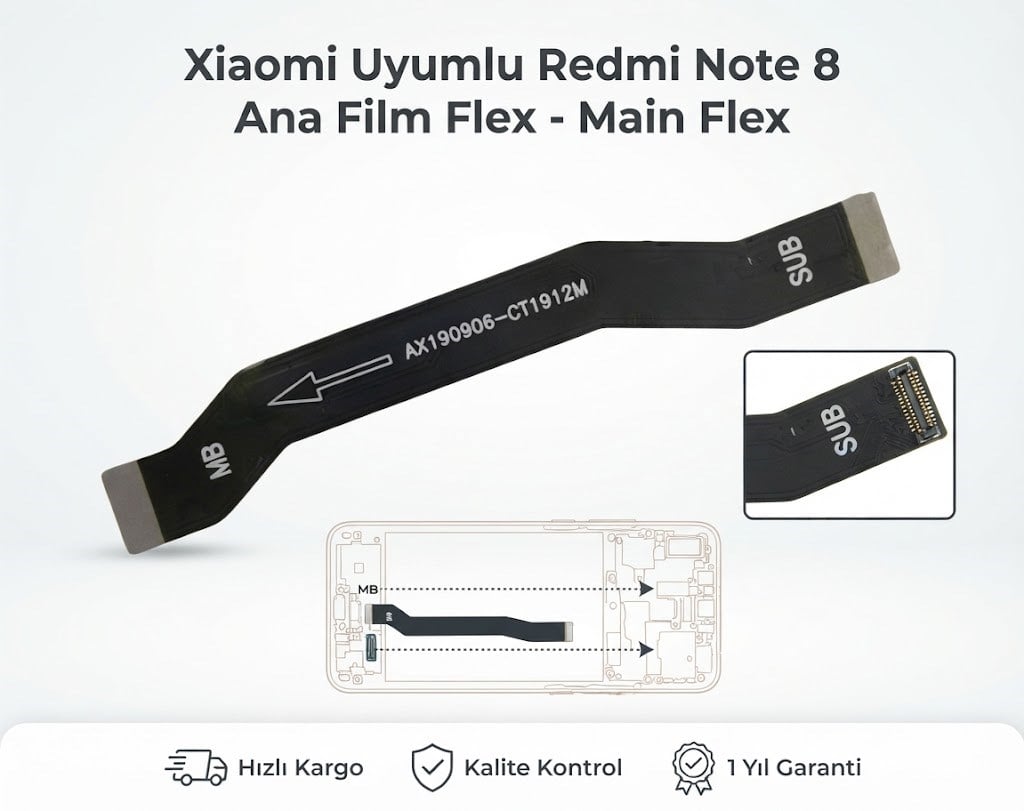 Xiaomi Uyumlu Redmi Note 8 Ara Film Flex Main Flex