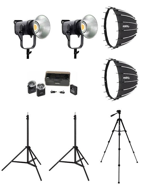 COBAC 300 Stüdyo Işığı (2) + 3 Mt Işık Ayağı (2) + SL90 Softbox (2) + 307 Tripod + M29 Mikrofon Işık Seti