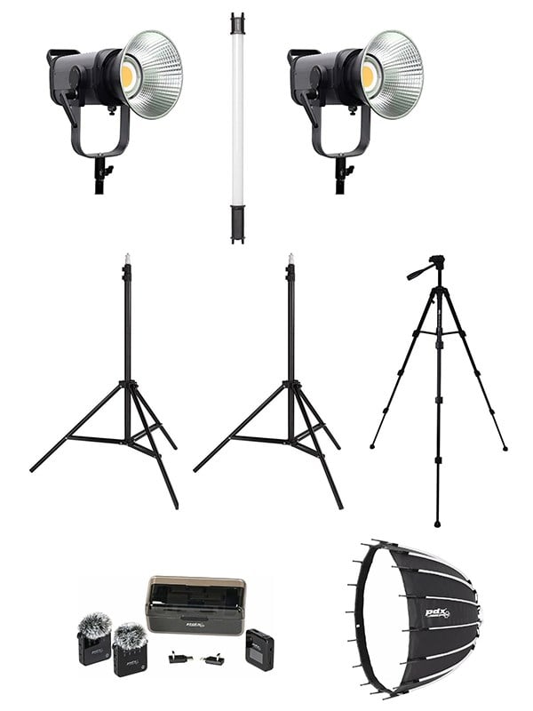 COBAC 300 Stüdyo Işığı (2) + 3 Mt Işık Ayağı (2) + 307 Tripod + SL90 Softbox (2) + HDL60 Işık + M29 Mikrofon Işık Seti