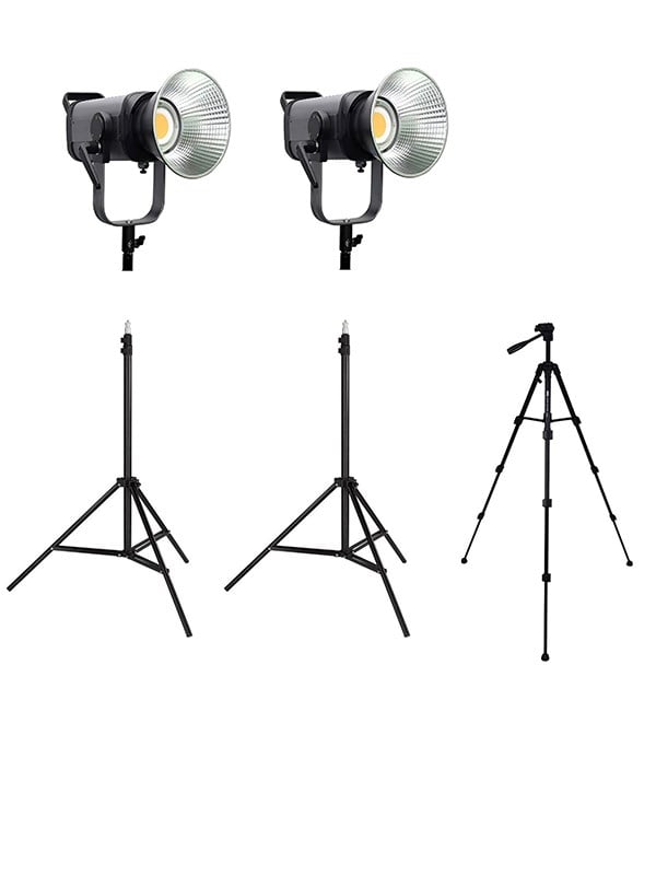 COBAC 300 Stüdyo Işığı (2) + 3 Mt Işık Ayağı (2) + 307 Tripod Işık Seti