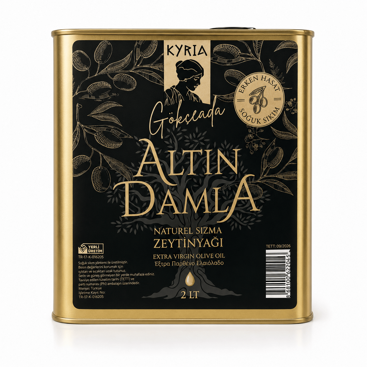 ALTIN DAMLA ZEYTİNYAĞI 2 LT TENEKE