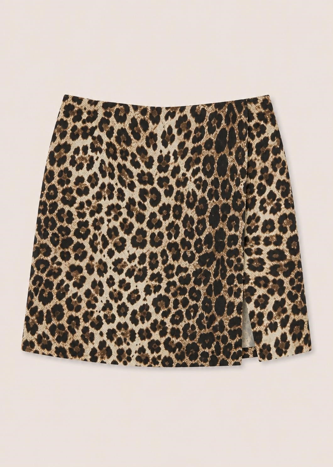 Leopar Desenli Yırtmaçlı Etek