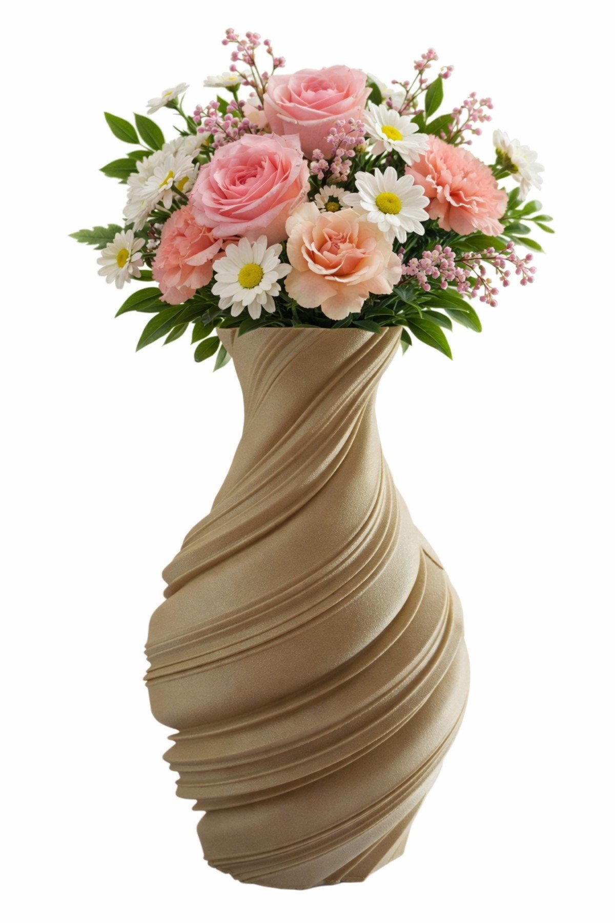 15,5 cm Spiral Tasarım Dekoratif Vazo | Modern 3D Baskı Masa Üstü Vazo