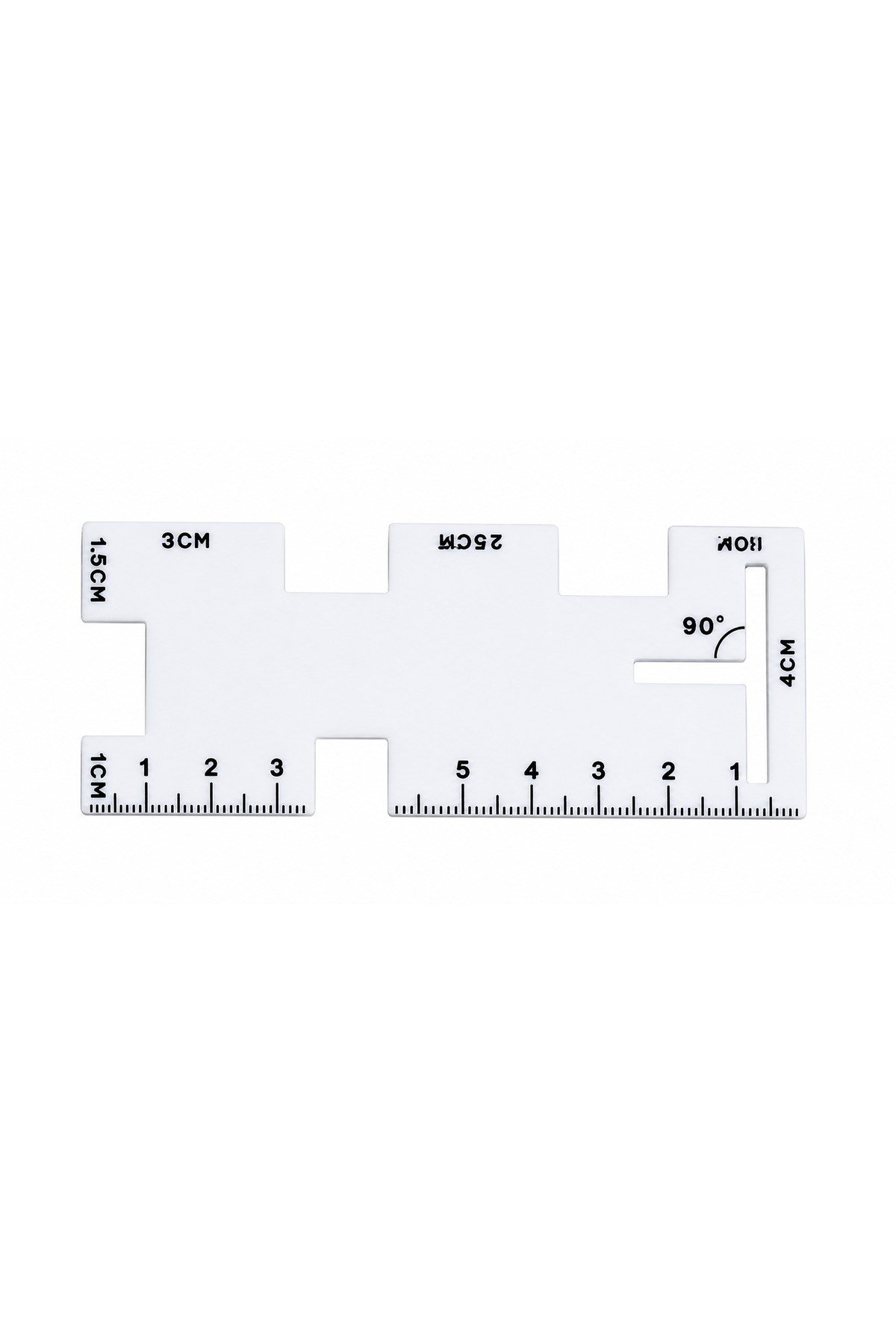 Çok Amaçlı Dikiş Cetveli | 90° Köşe Ölçer | 1–5 cm Ölçü Aparatı | Kumaş İşaretleme Cetveli