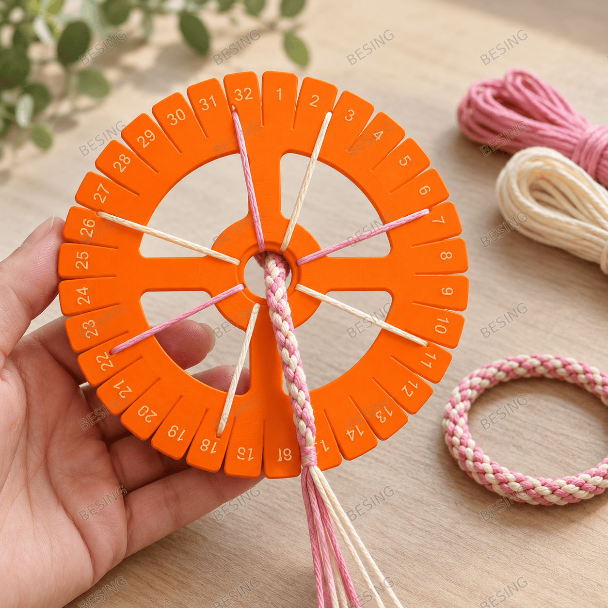Kumihimo Örgü Diski 12 cm – 32 Yuvalı Bileklik ve Kordon Yapım Aparatı
