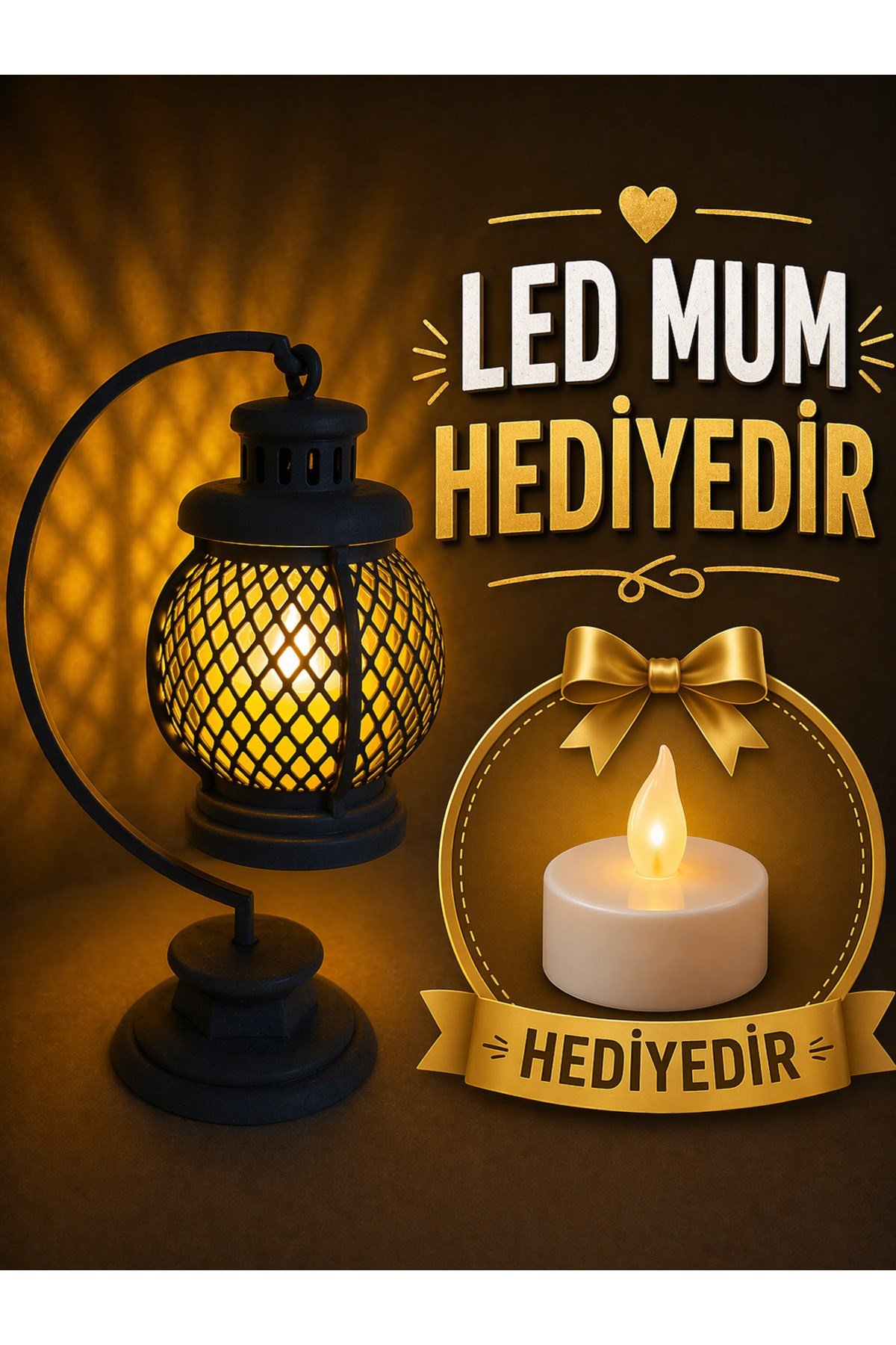 Mat Mavi Dekoratif Mini Fener – LED Mum Uyumlu