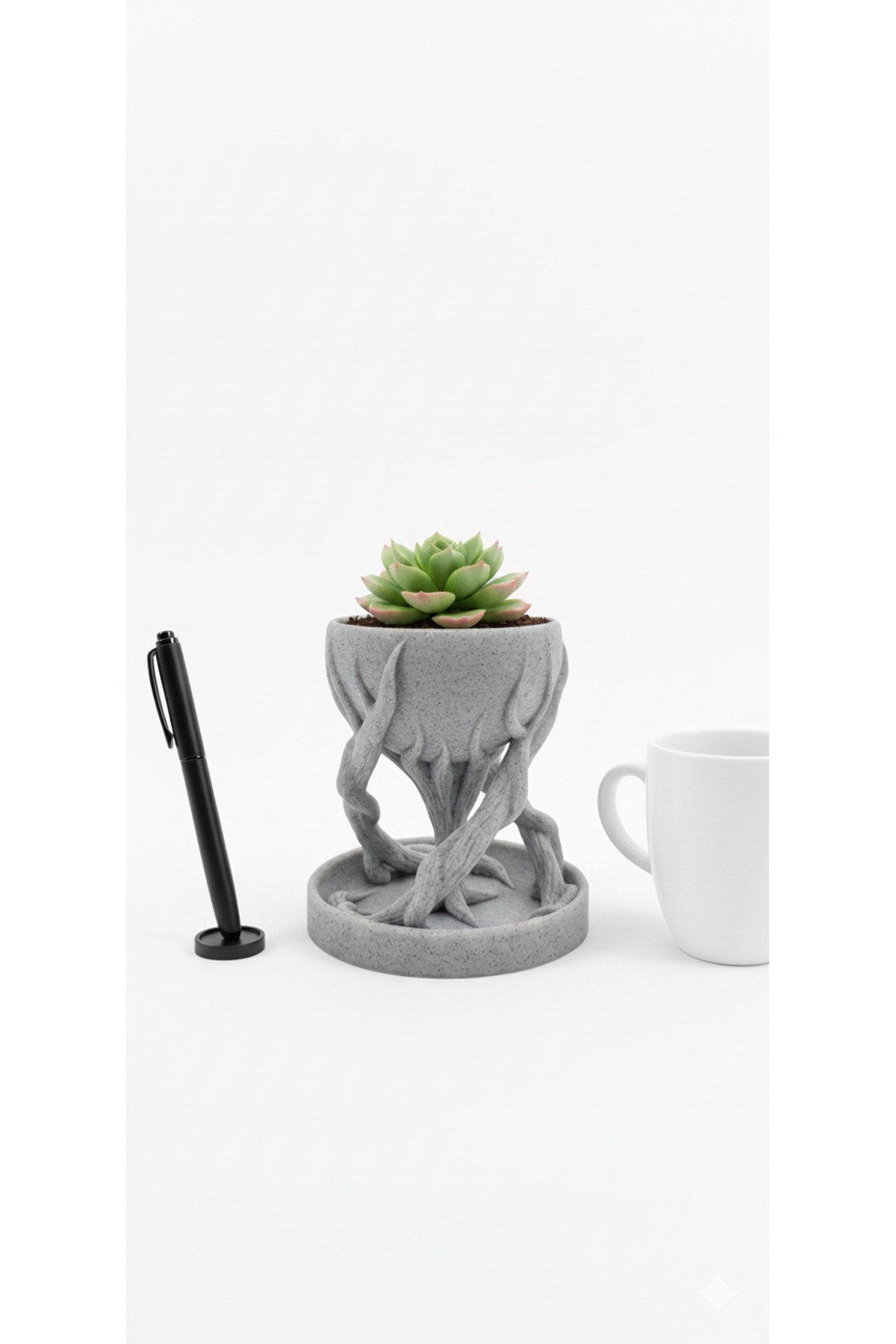 Modern Tasarım 3D Yazıcı Üretimi Minimalist Dekoratif Saksı – 10 cm PLA