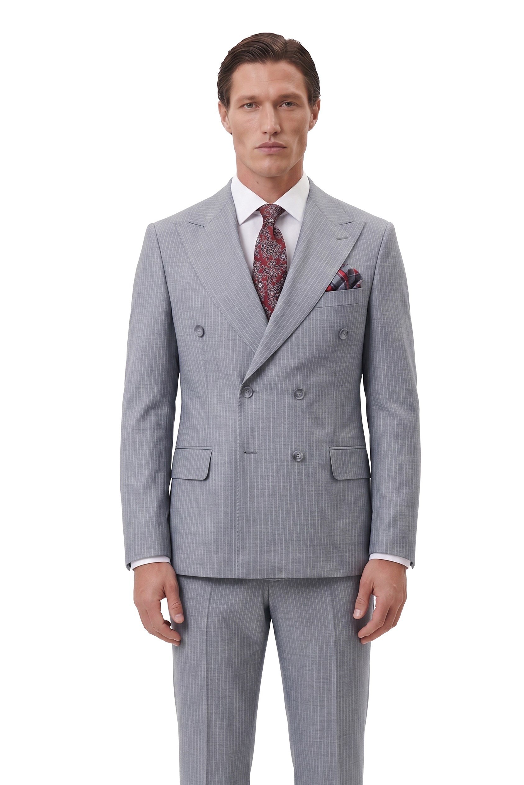ÇİZGİLİ WOOL KRUVAZE TAKIM ELBİSE