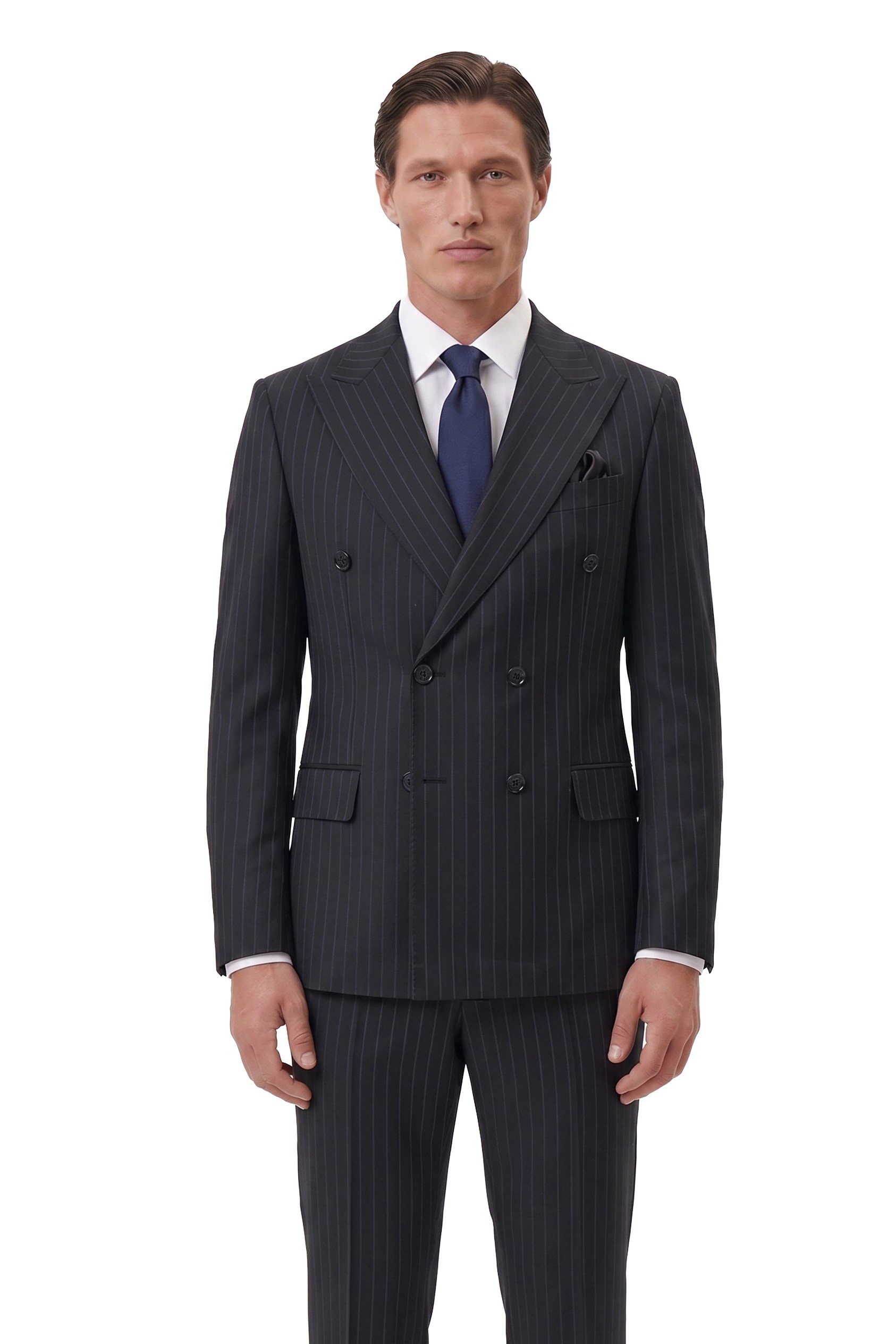 ÇİZGİLİ WOOL KRUVAZE TAKIM ELBİSE