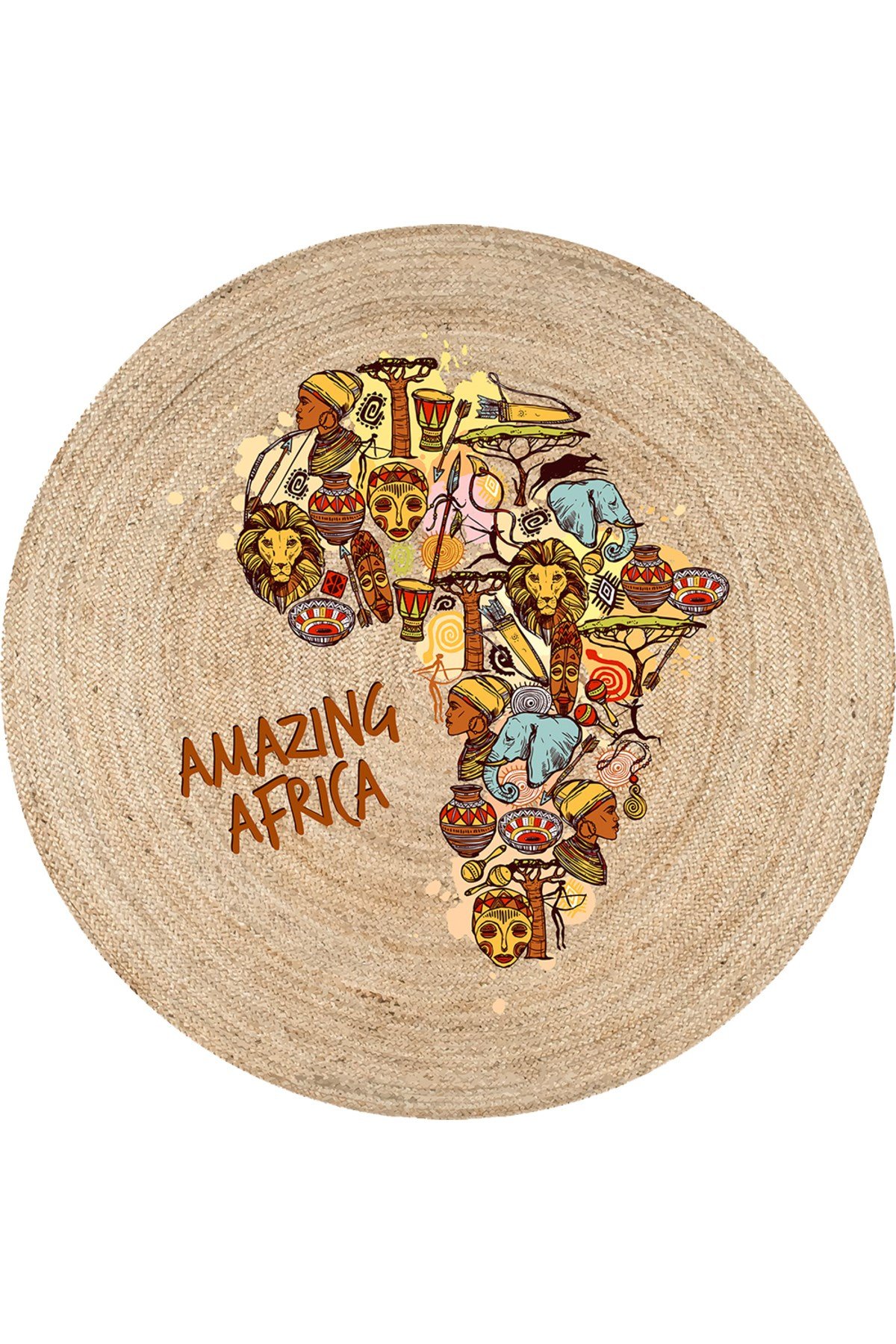 Amazing Africa Hasır Dokulu Etnik Afrika Desenli Dekoratif Halı 996