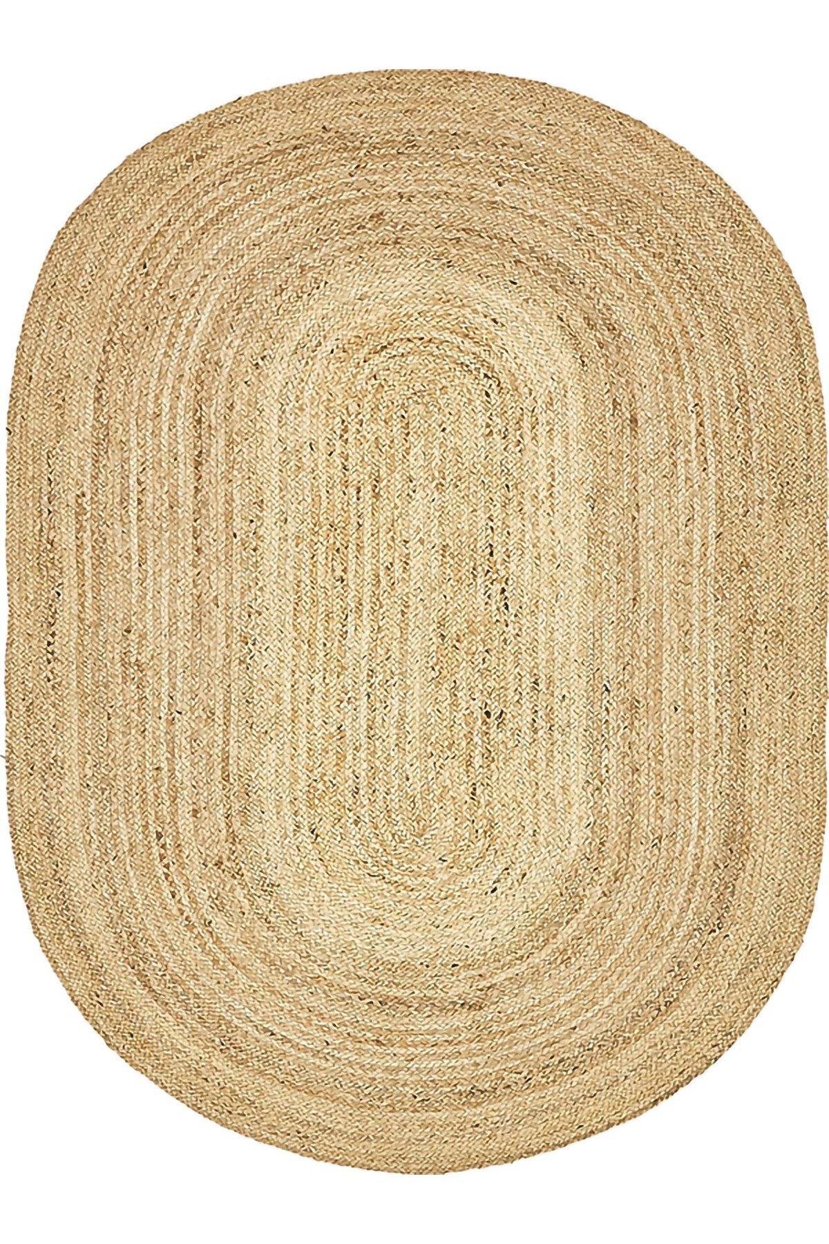 Boho 974 Oval Doğal Jüt Rengi Örgü Yuvarlak Natural Çift Taraflı Halı