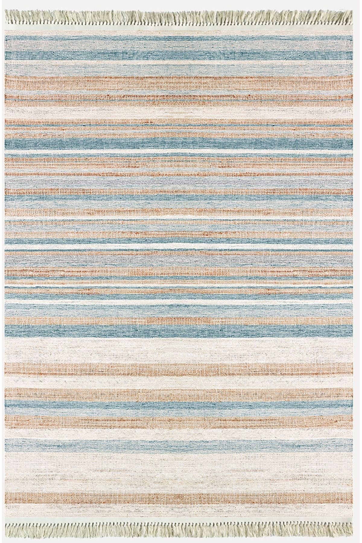 Cotton Serisi Multy Tonlarında Düz Çıtır Çizgili Eskitme Desen Dekoratif Dokuma Taban Kilim