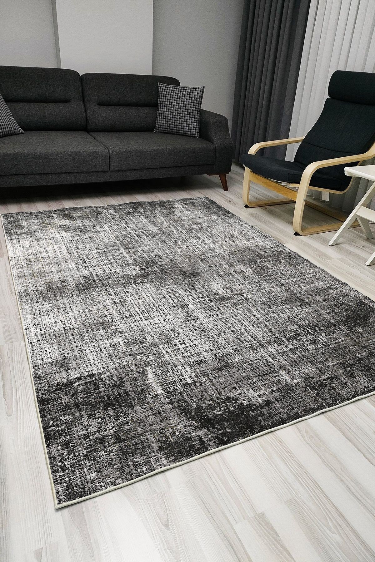 Mars 1008 Gri Tonlarında Spor Modern Desenli Dekoratif Kaymaz Taban Halı