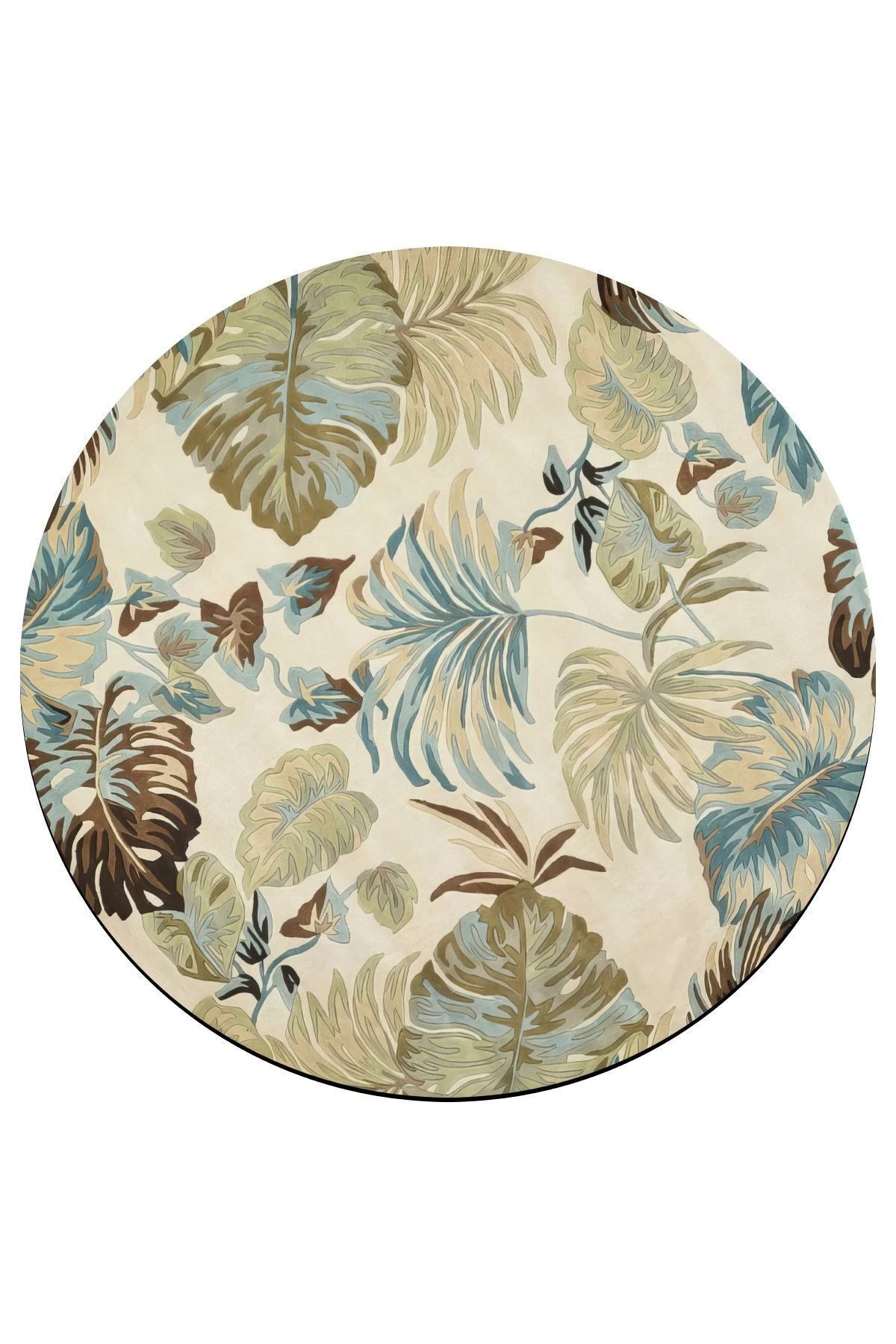 Mars 154 Pastel Tonlar Çiçekli Floral Çok Renkli Dokuma Taban Yuvarlak Halı