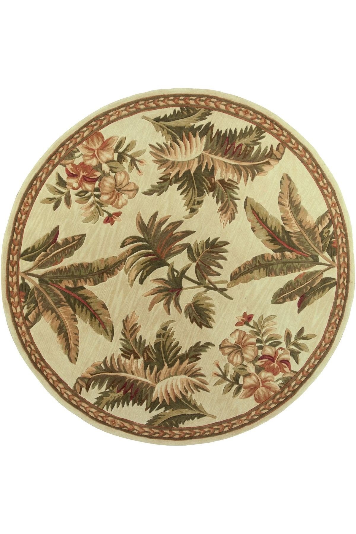 Mars 156 Pastel Tonlar Çiçekli Floral Çok Renkli Dokuma Taban Yuvarlak Halı