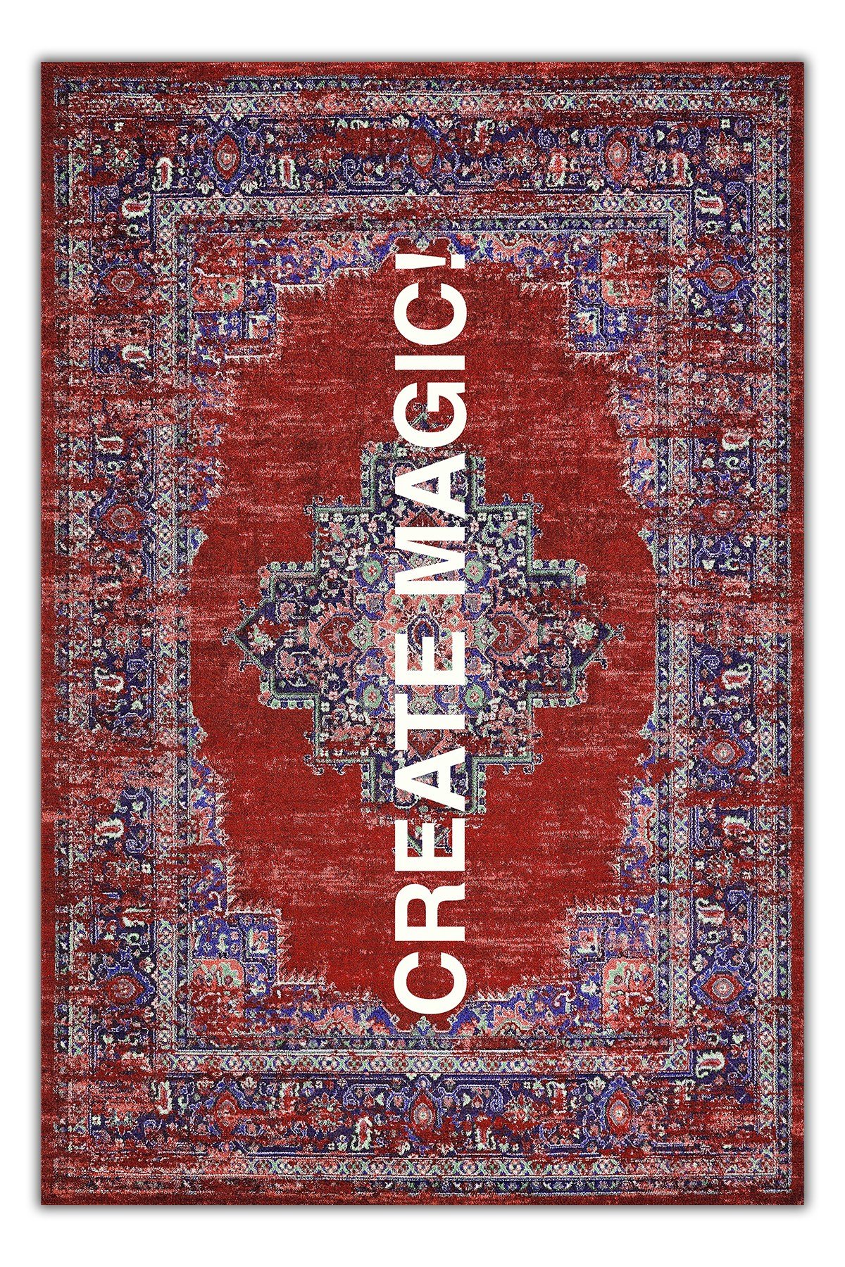 Mars 190 Create Magic Yazılı Etnik Vintage Dokuma Taban Halı