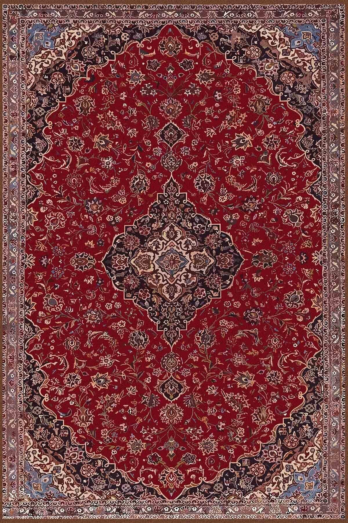 Mars 2167 Etnik Desenli Yıkanabilir Kaymaz Tabanlı Salon Halısı, Koridor Ve Mutfak Halısı Kilim