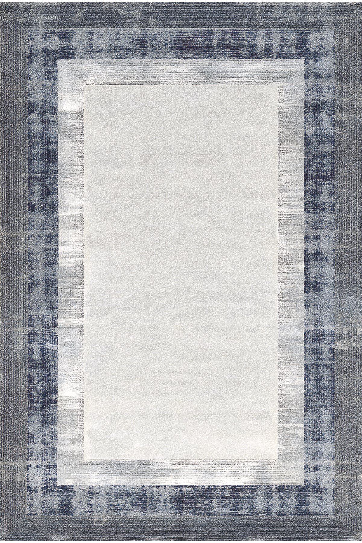 Modern Mavi Çerçeve Desenli Kilim – Minimal Salon Halısı, Kaymaz Taban, Dekoratif Tasarım 2205