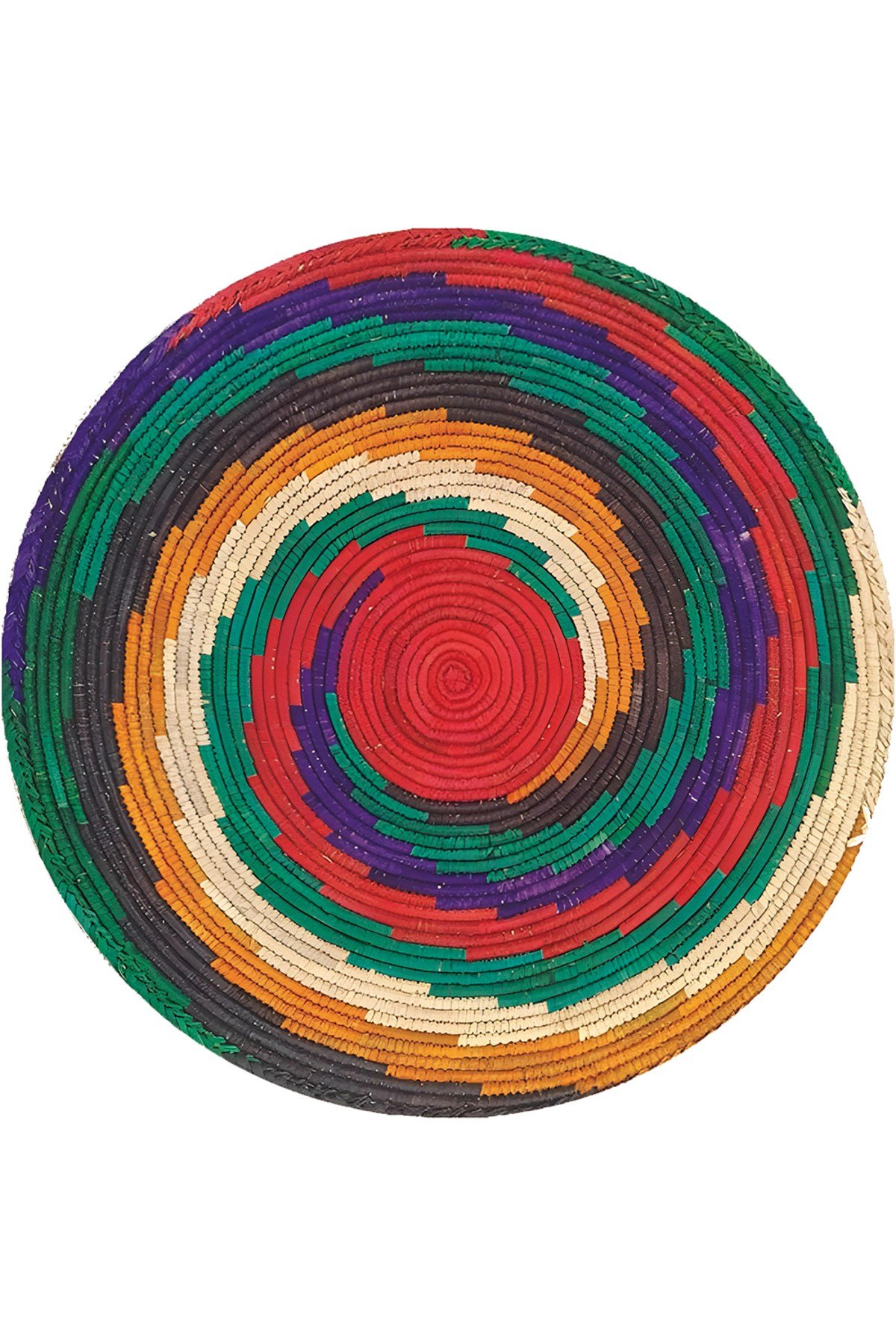 Renkli Etnik Desenli Jüt Görünümlü Yuvarlak Kilim Bohem Dekoratif Halı 995