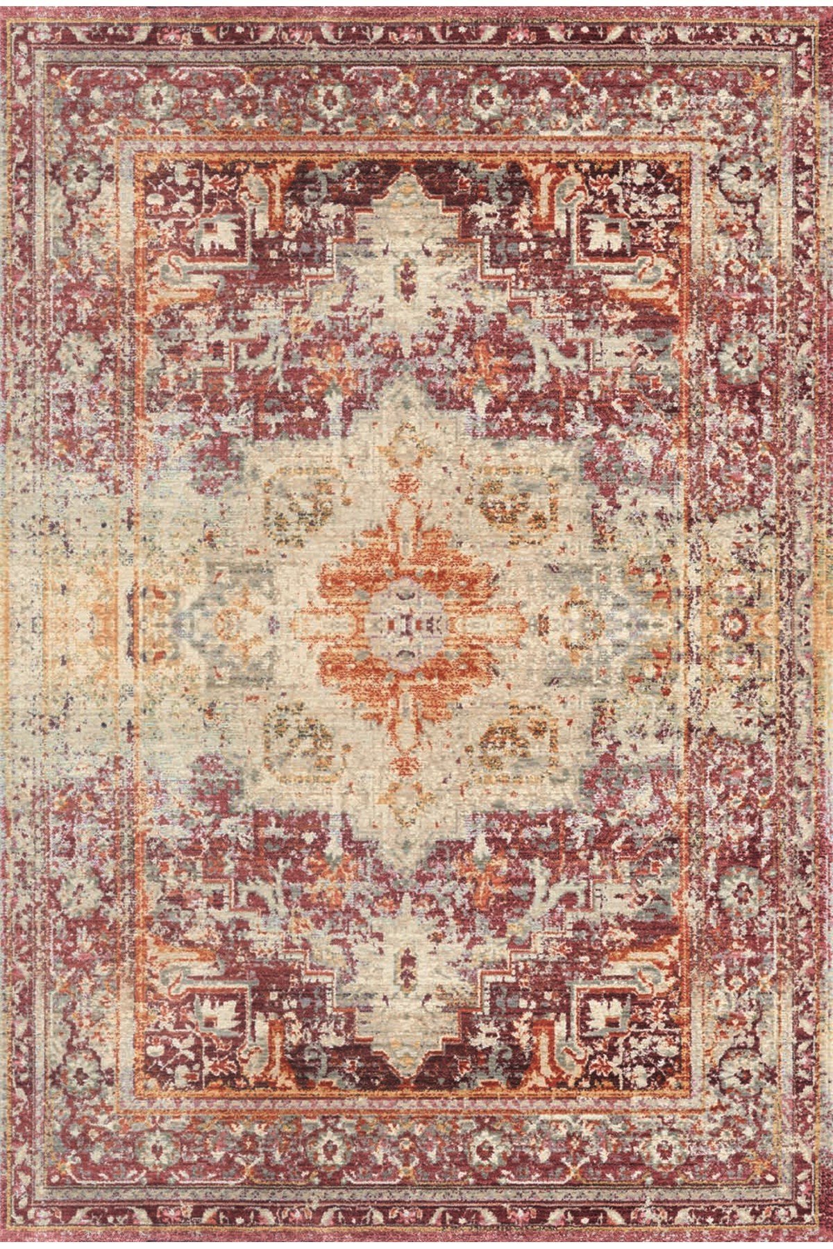 Soft Vintage Desenli Klasik Halı – Açık Zemin, Eskitme Görünüm 2203