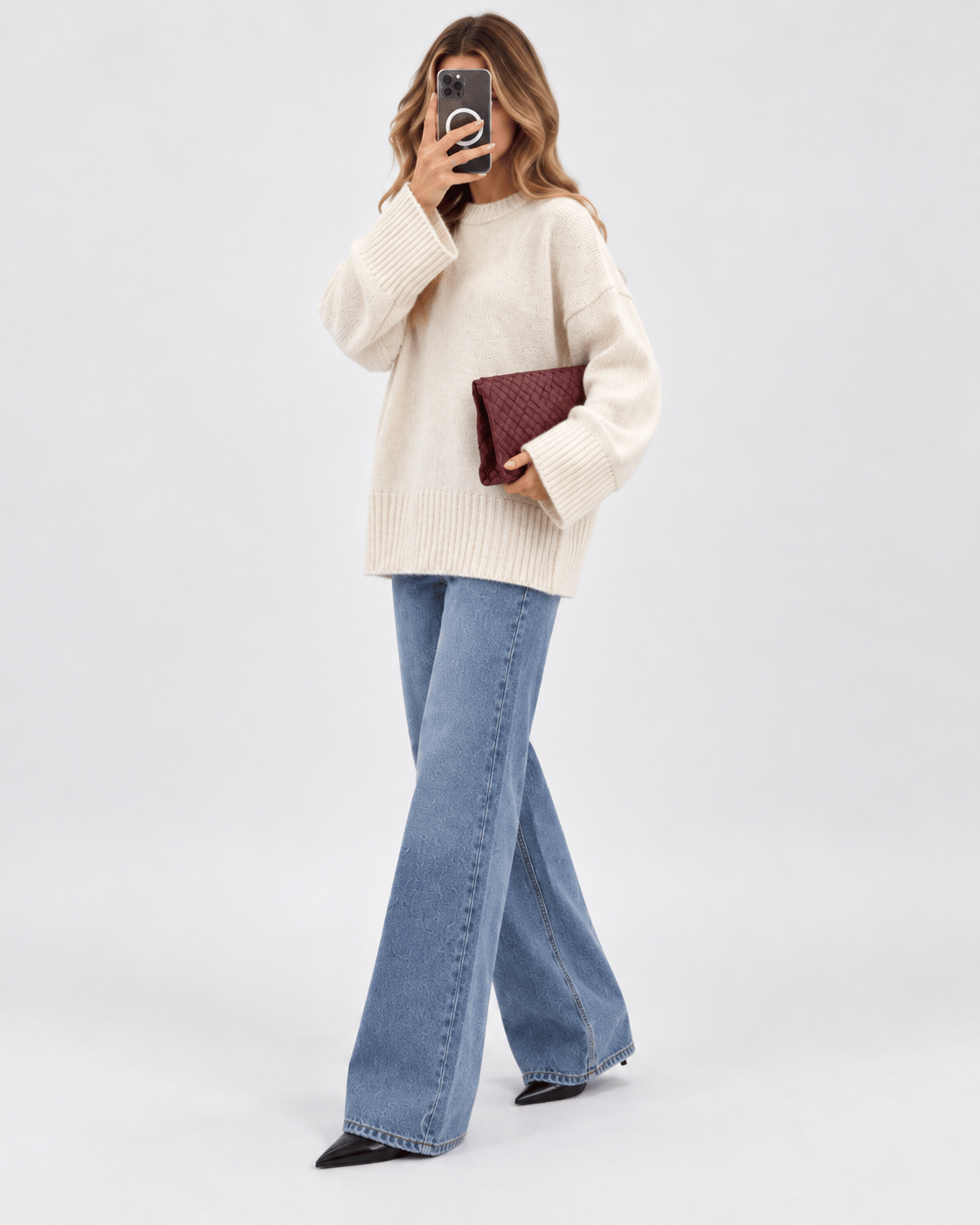 Lily Oversize Triko Kazak-Ekru 