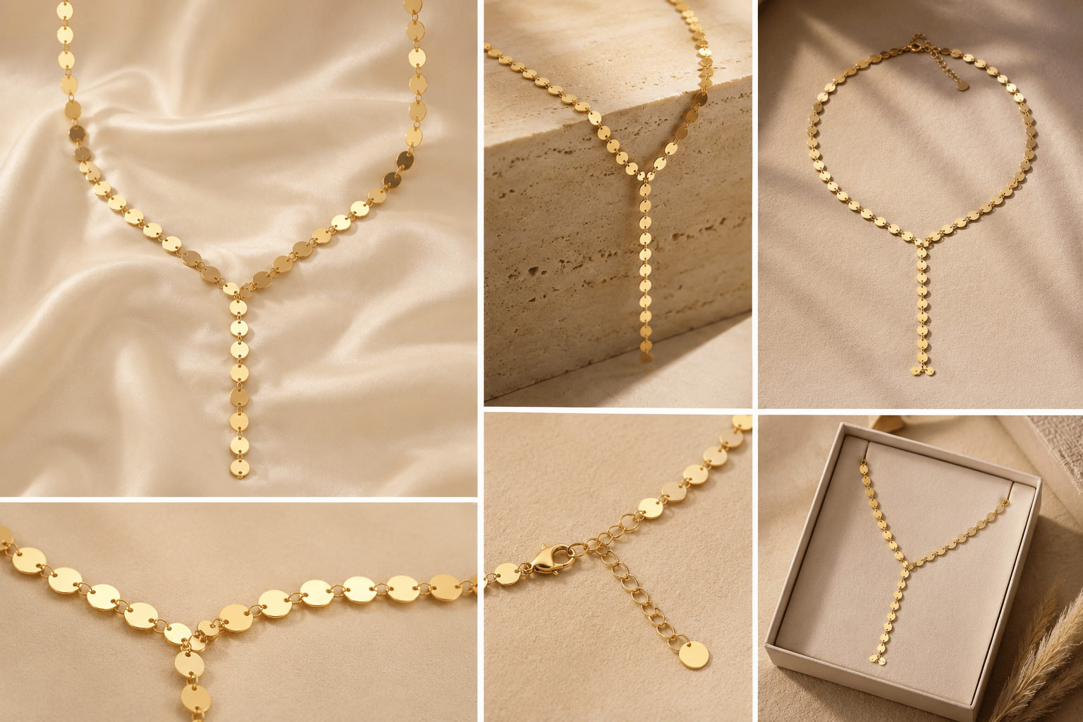 Gold Lazer Kesim Kolye