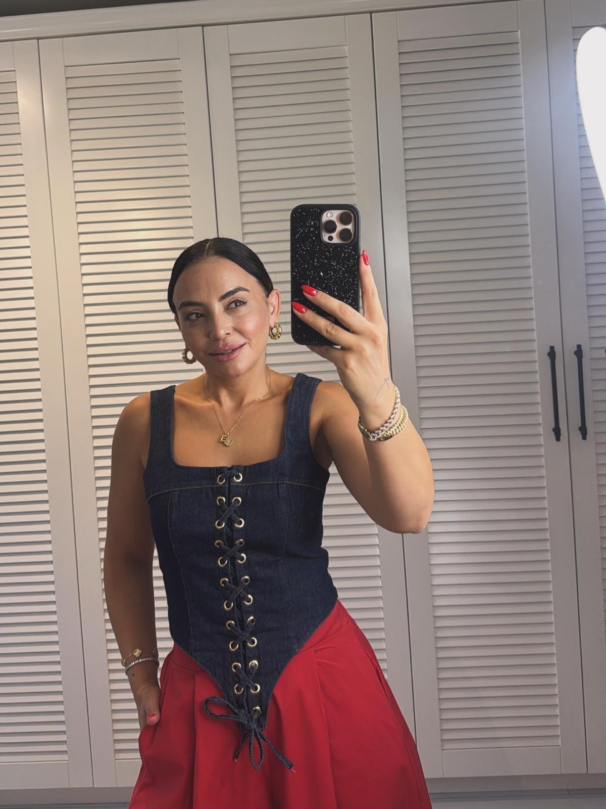 Kuşgözü Detaylı Jean Korse