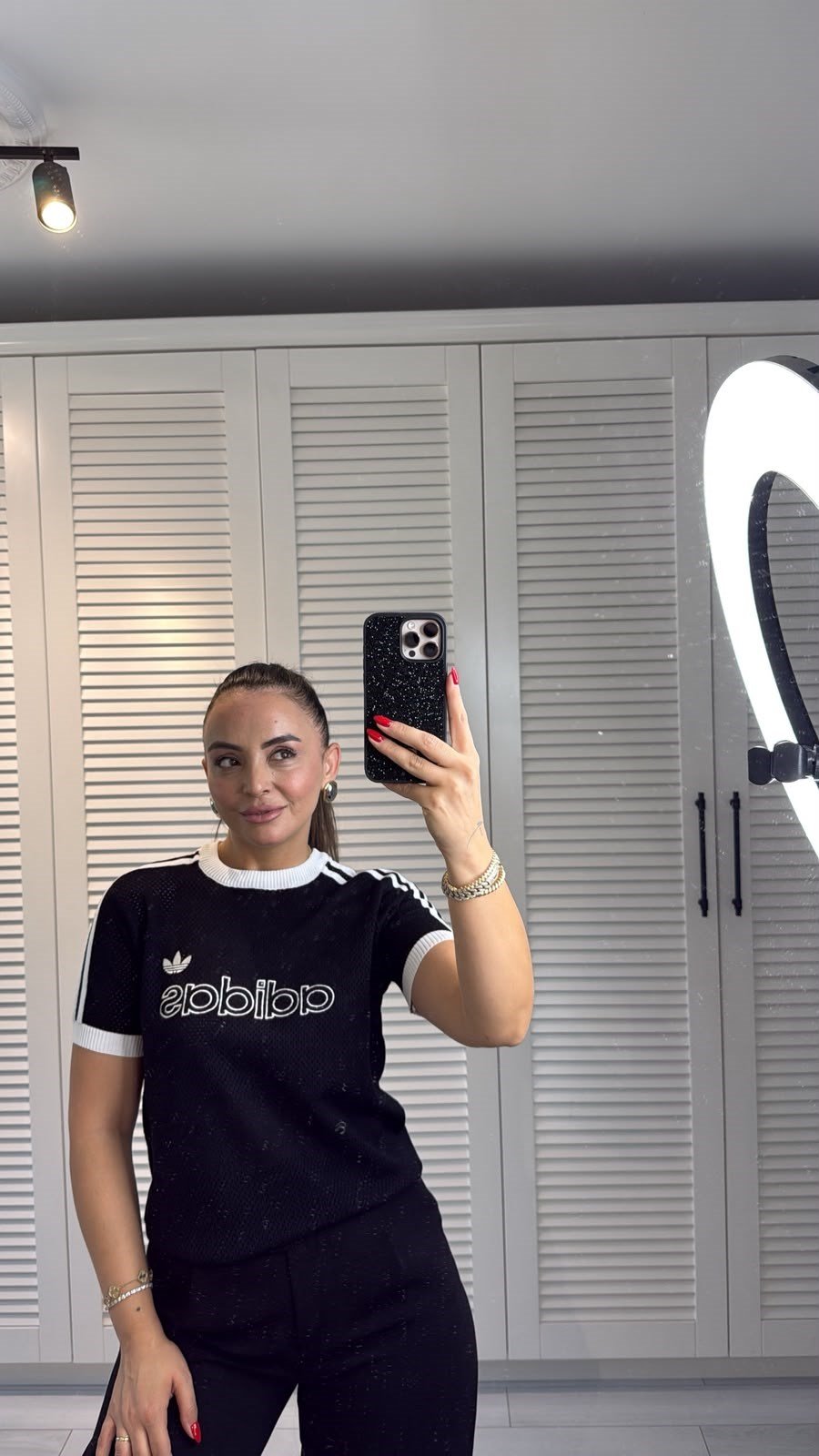 Merserize Kısa Kol Triko Siyah