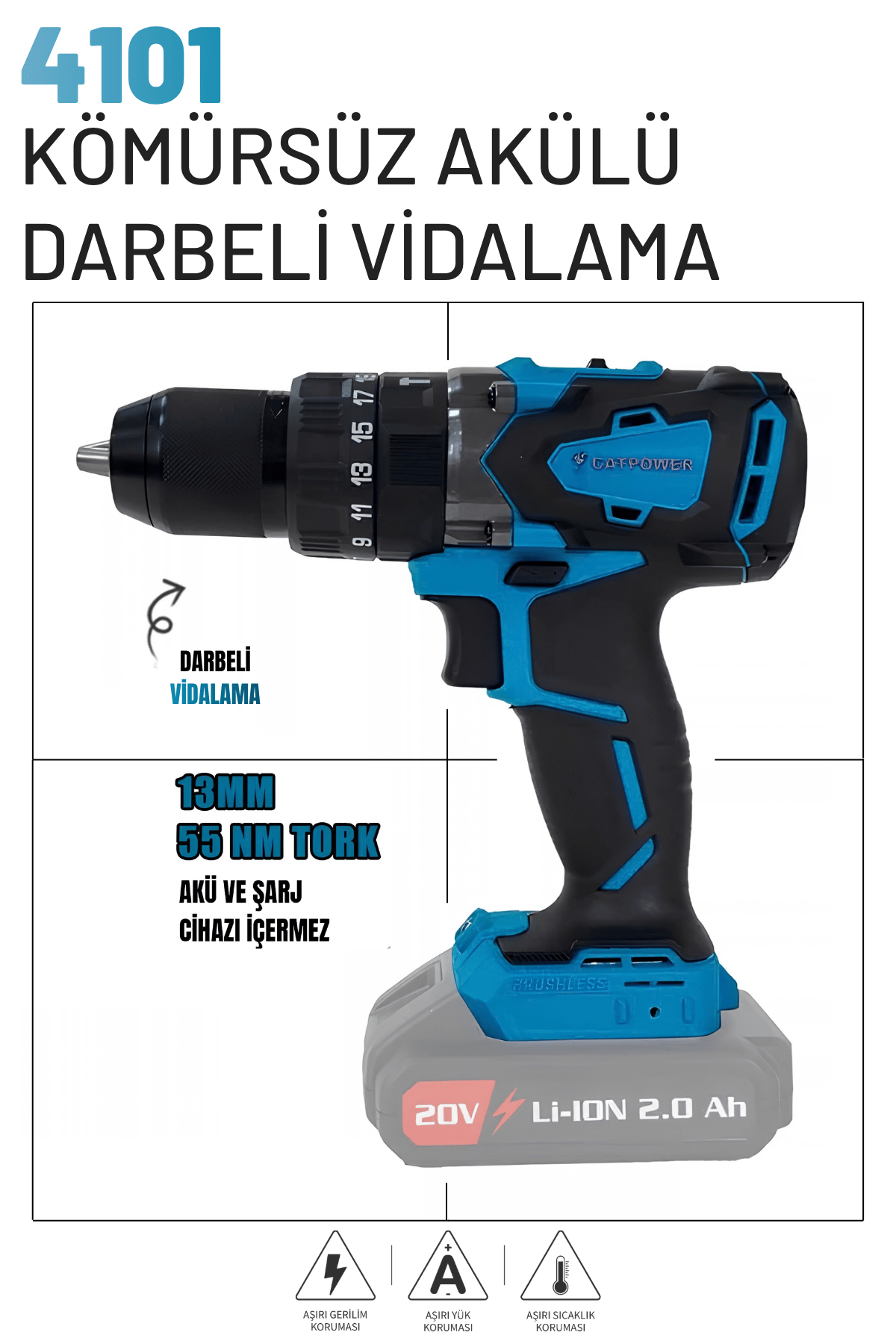 KÖMÜRSÜZ AKÜLÜ DARBELİ VİDALAMA 20V Lİ-İON 2.0Ah /4.0Ah